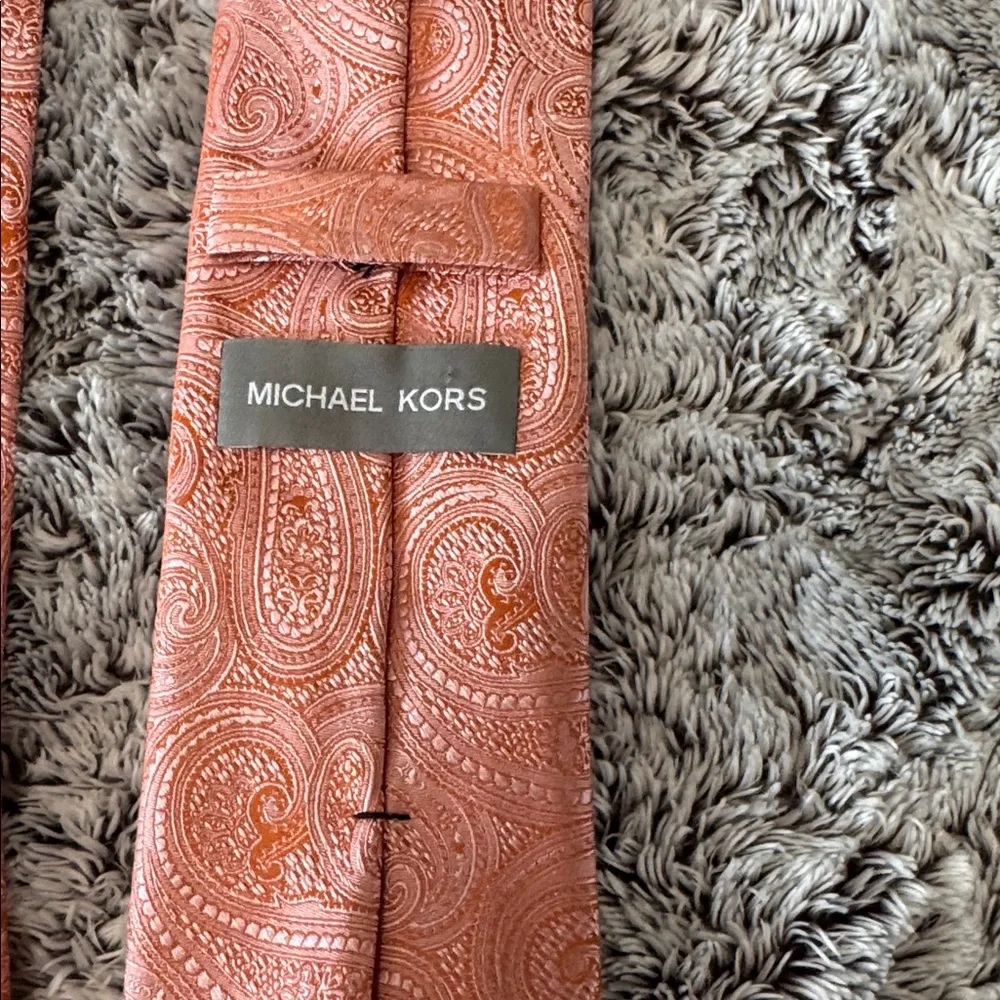 Michael‎ Kors Men's Orange Rich Texture Paisley 100% Silk Neck-Tie Formalwear